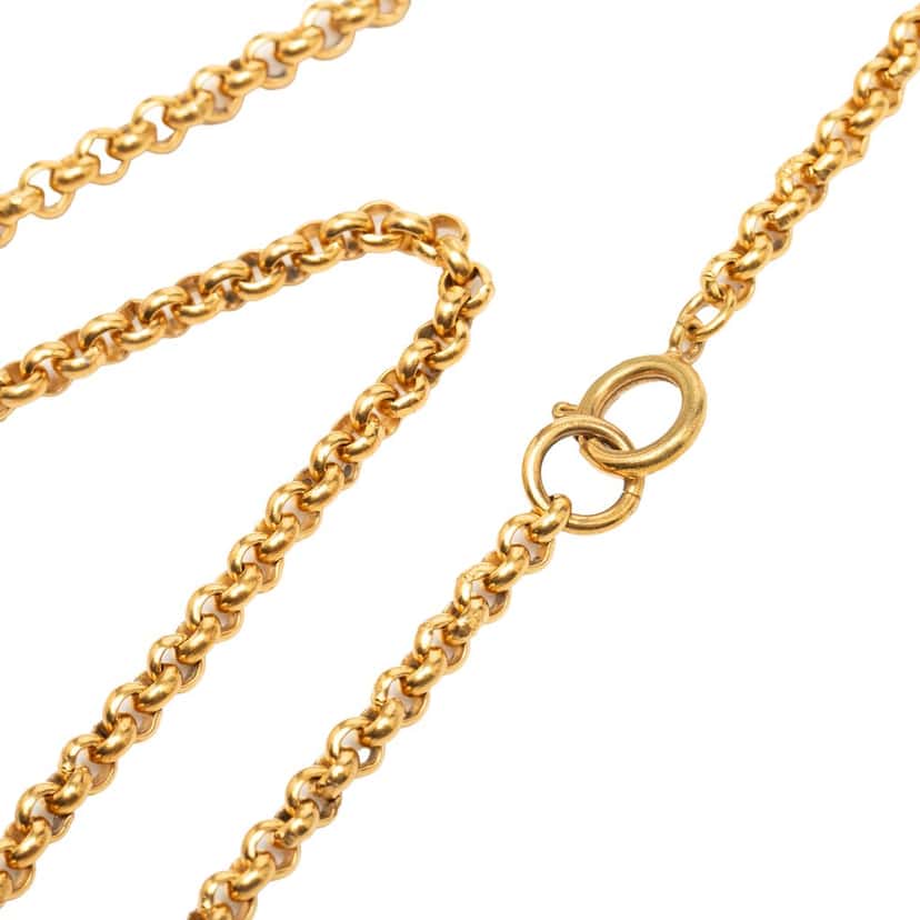 Chanel CC Gold Plated Flower Pendant Necklace Gold Metal Very good condition - Box View