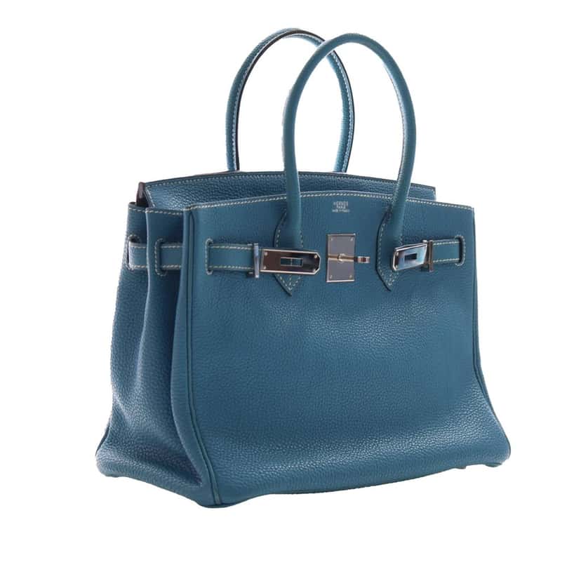 Hermès Togo Birkin Retourne 30 Blue Leather Very good condition - Back View