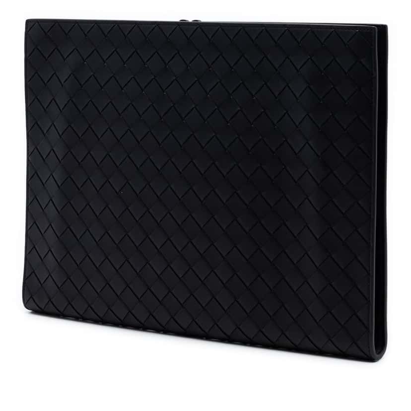 Bottega Veneta Calfskin Intrecciato Document Case Black Leather Very good condition - Back View