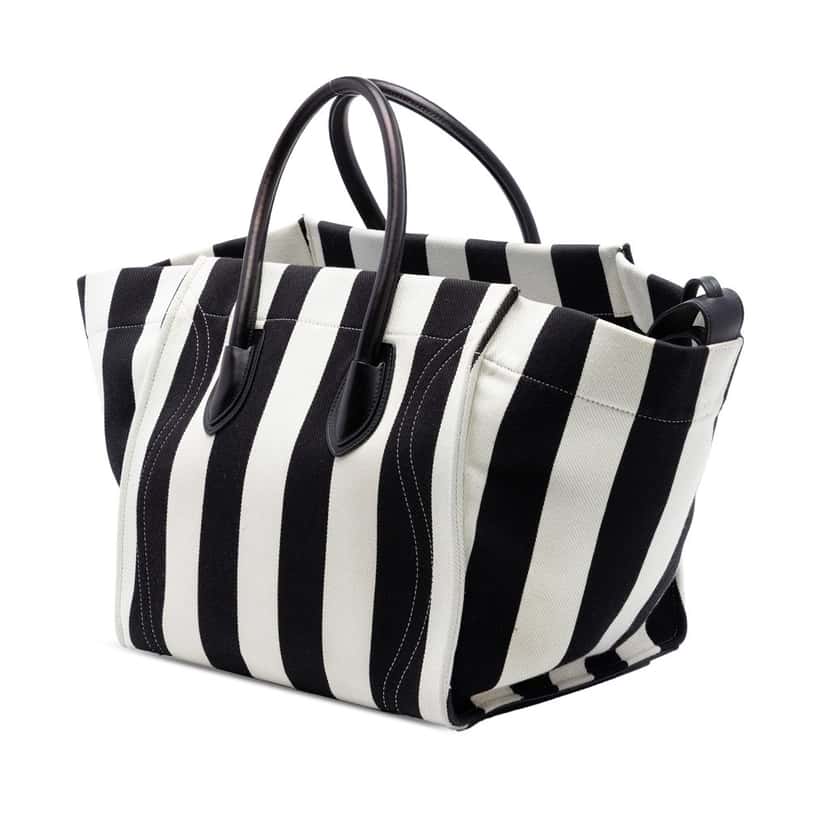 Celine Medium Striped Canvas and Cotton Phantom Luggage Tote Black Very good condition - Back View