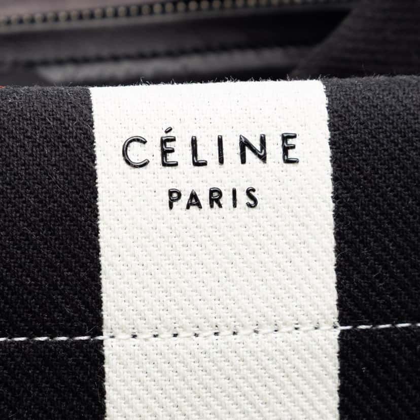 Celine Medium Striped Canvas and Cotton Phantom Luggage Tote Black Very good condition - Box View