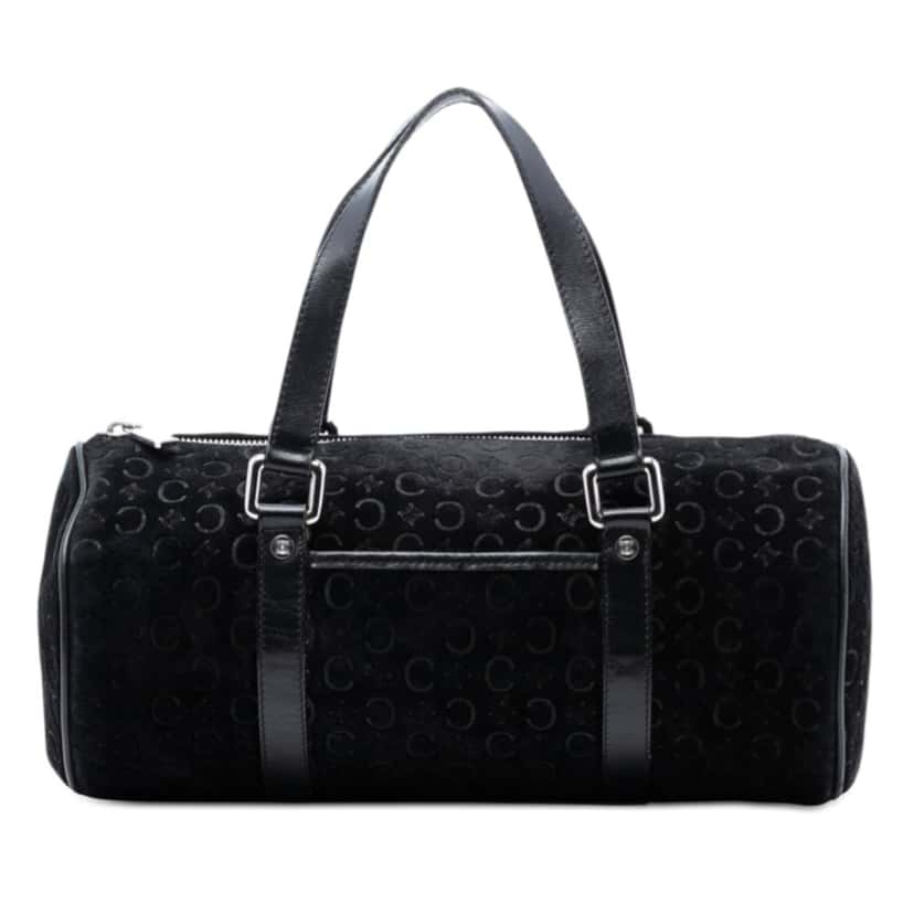 Celine C Macadam Suede Handbag Black Leather Very good condition - Front View