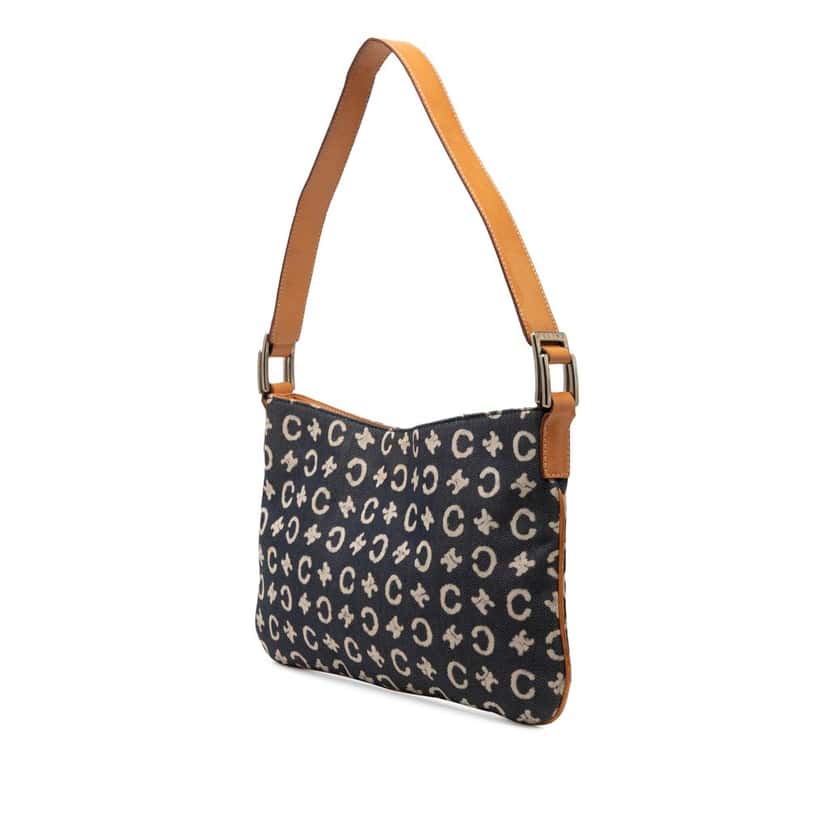 Celine C Macadam Denim Shoulder Bag Blue Very good condition - Back View