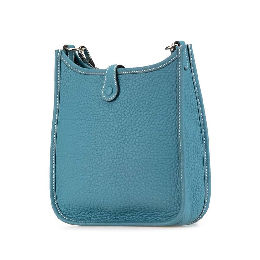 Hermès Clemence Evelyne III TPM Blue Leather Very good condition - Back View