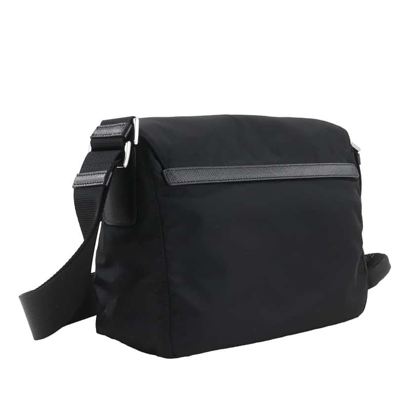 Prada Saffiano Trimmed Re Nylon Zip Double Buckle Messenger Bag Black Very good condition - Inside View