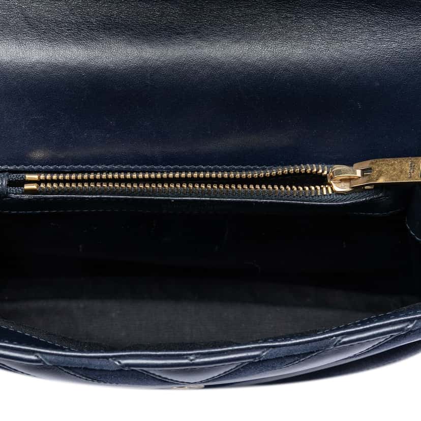 Saint Laurent Medium Calfskin and Suede Chevron Monogram College Satchel Blue Leather Very good condition - Model View