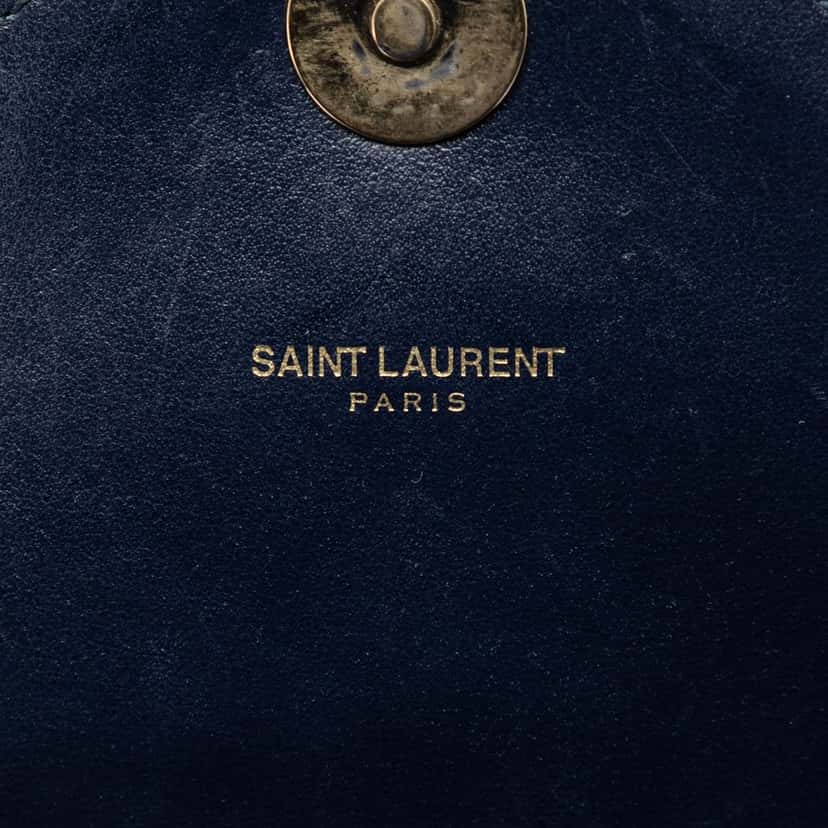 Saint Laurent Medium Calfskin and Suede Chevron Monogram College Satchel Blue Leather Very good condition - Box View