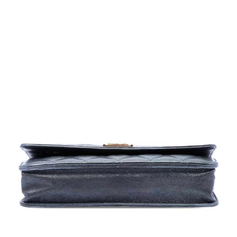 Chanel Quilted Metallic Calfskin Boy Wallet on Chain Black Leather Very good condition - Inside View