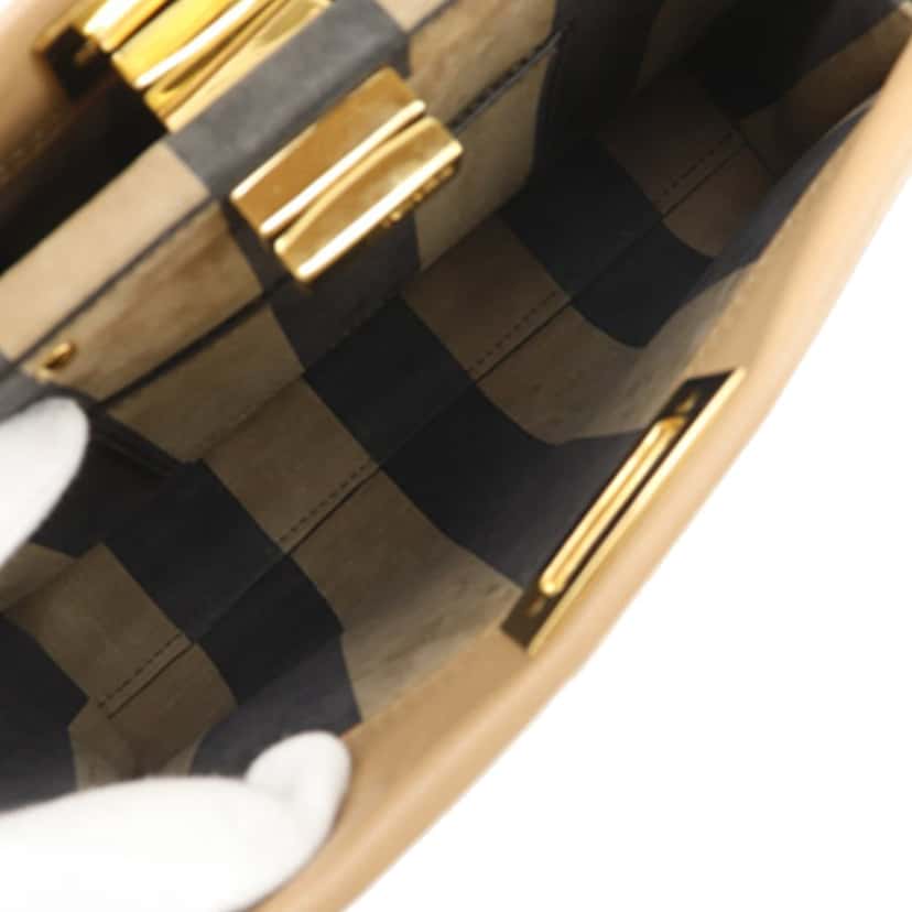 Fendi Mini Nappa Flower Inlay Peekaboo Iconic Satchel Beige Leather Very good condition - Box View