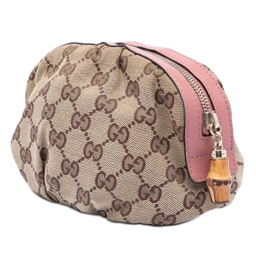 Gucci GG Canvas Bamboo Clutch Beige Very good condition - Back View