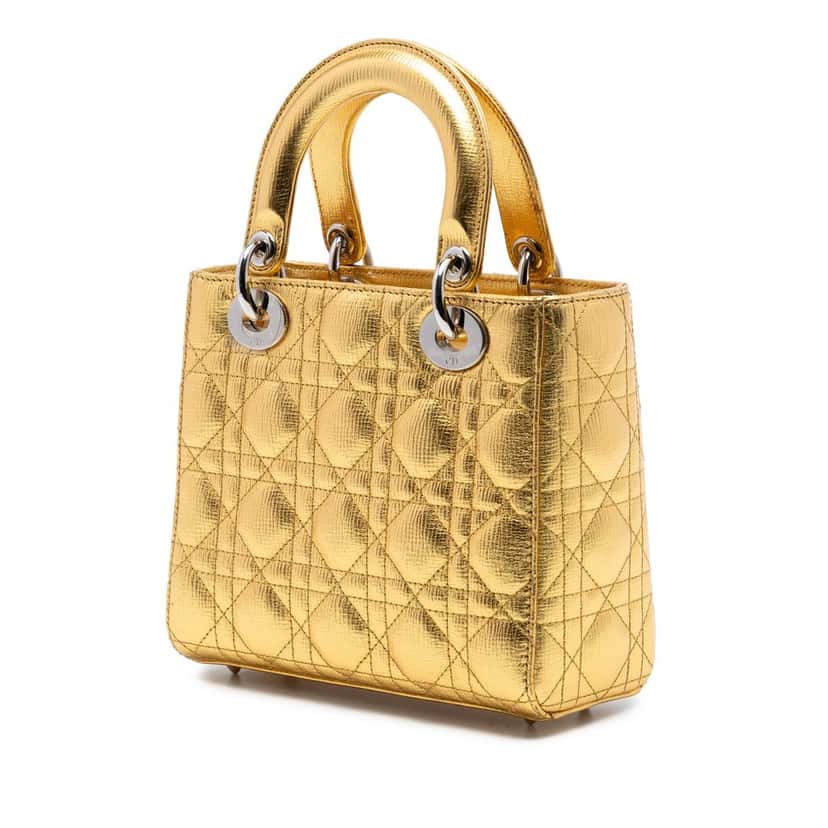 Dior Small Metallic Grained Calfskin Cannage My ABCDior Lady Dior Gold Leather Very good condition - Back View