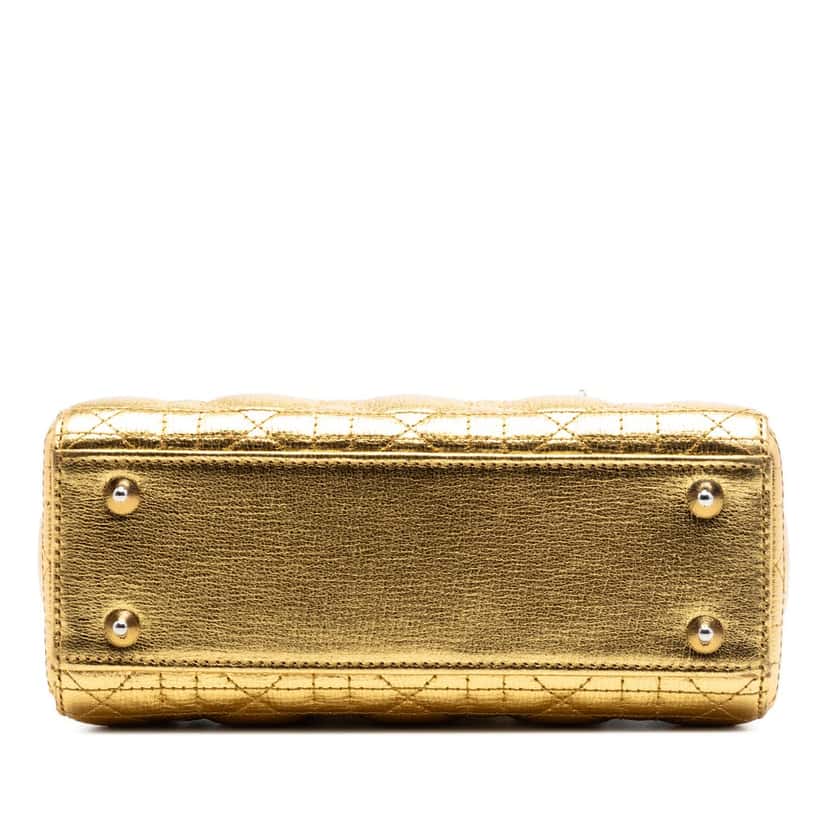 Dior Small Metallic Grained Calfskin Cannage My ABCDior Lady Dior Gold Leather Very good condition - Inside View