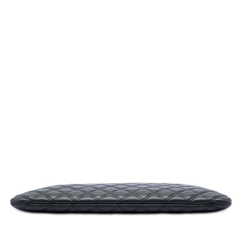 Chanel Large Quilted Lambskin Double Stitch O Case Clutch Black Leather Very good condition - Inside View