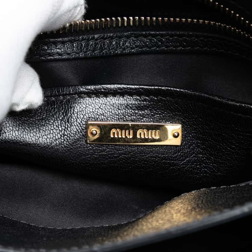 Miu Miu Bicolor Goatskin Madras Satchel Brown Leather Never worn, with tag - Box View