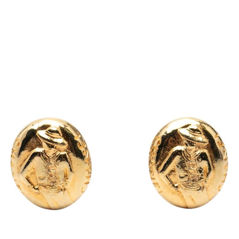 Chanel Gold Plated Mademoiselle Clip On Earrings Gold Metal Very good condition - Front View