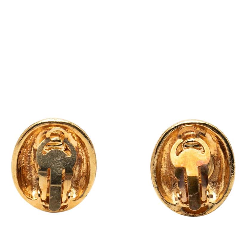 Chanel Gold Plated Mademoiselle Clip On Earrings Gold Metal Very good condition - Back View