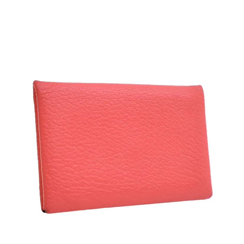 Hermès Chevre Mysore Verso Calvi Card Holder Pink Leather Very good condition - Back View