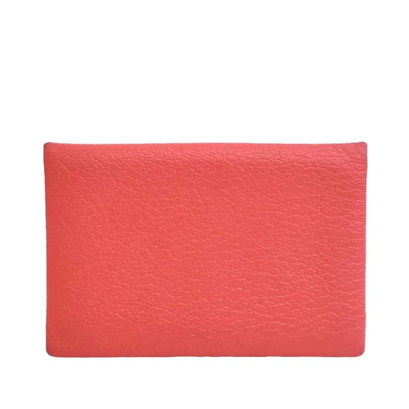 Hermès Chevre Mysore Verso Calvi Card Holder Pink Leather Very good condition - Model View