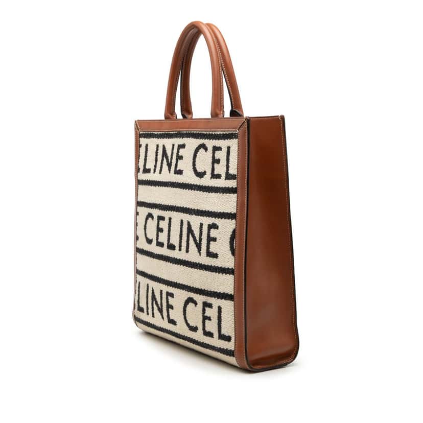 Celine Small Textile All Over Vertical Cabas Tote Brown Very good condition - Back View