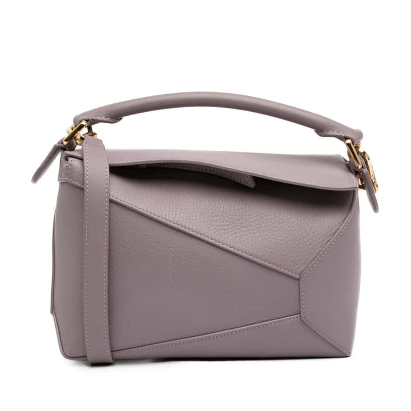 Loewe Small Calfskin Puzzle Edge Satchel Purple Leather Very good condition - Front View