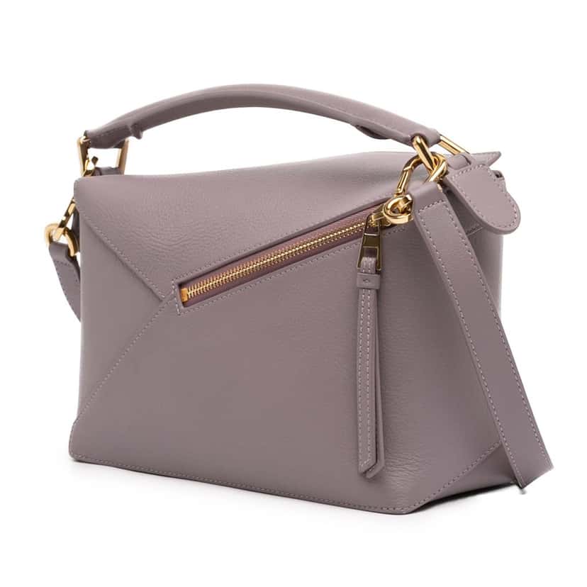 Loewe Small Calfskin Puzzle Edge Satchel Purple Leather Very good condition - Back View