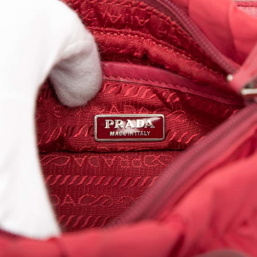 Prada Tessuto Bow Shoulder Bag Red Very good condition - Box View