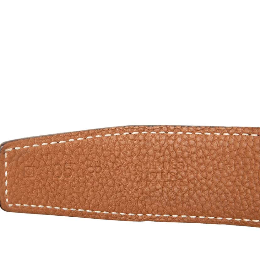 Hermès Togo and Box Calf H Strie Reversible Belt Black Leather Very good condition - Box View