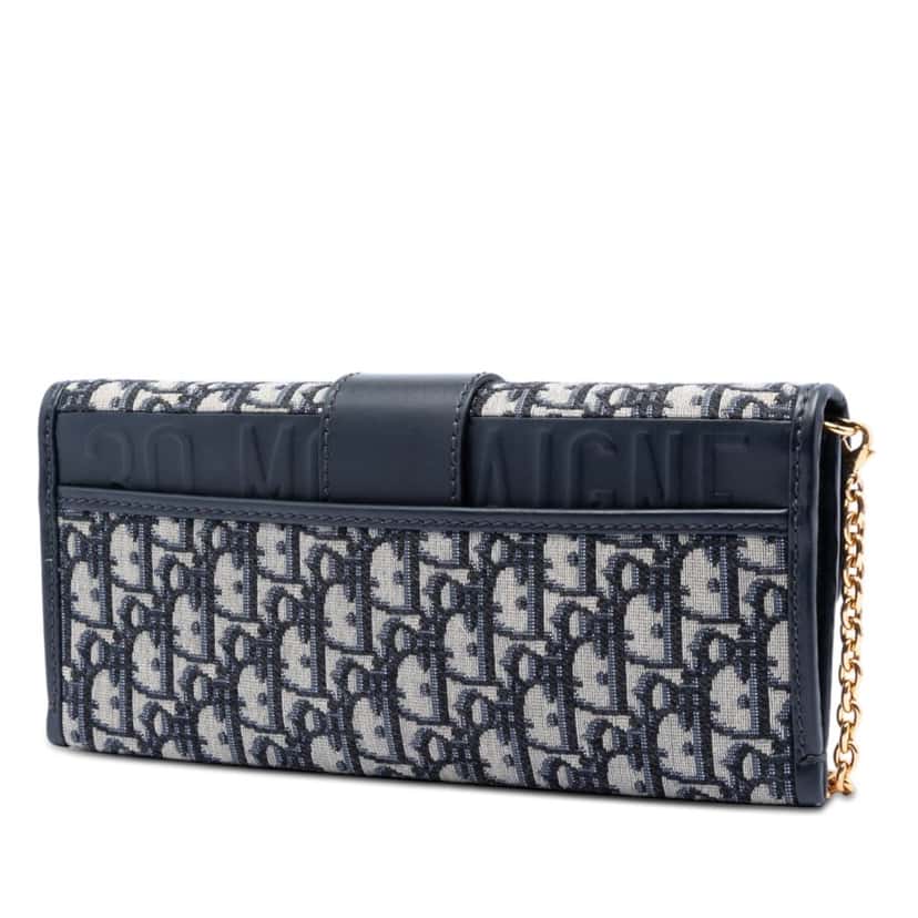 Dior Oblique Canvas 30 Montaigne Clutch With Chain Blue Very good condition - Back View