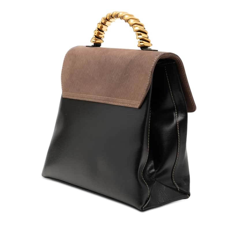 LOEWE Bicolor Leather Velazquez Twist Top Handle Bag Black Leather Very good condition - Back View