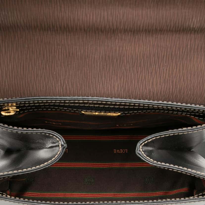 LOEWE Bicolor Leather Velazquez Twist Top Handle Bag Black Leather Very good condition - Model View