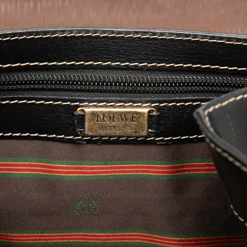 LOEWE Bicolor Leather Velazquez Twist Top Handle Bag Black Leather Very good condition - Box View