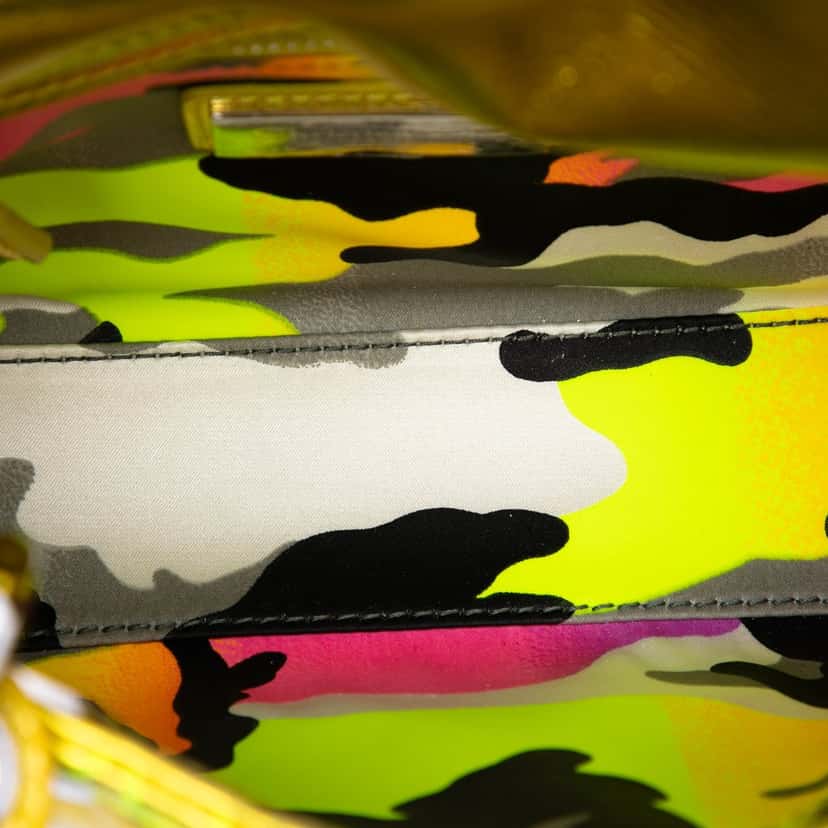 Dior Anselm Reyle Mini Metallic Lambskin Cannage Lady Dior Yellow Leather Very good condition - Model View