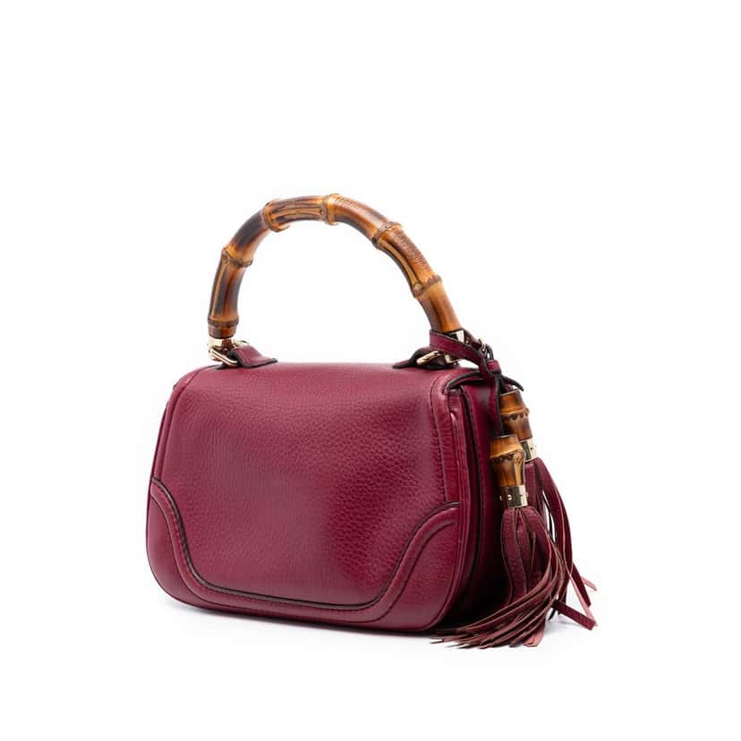 Gucci Medium Leather New Bamboo Satchel Red Leather Very good condition - Back View