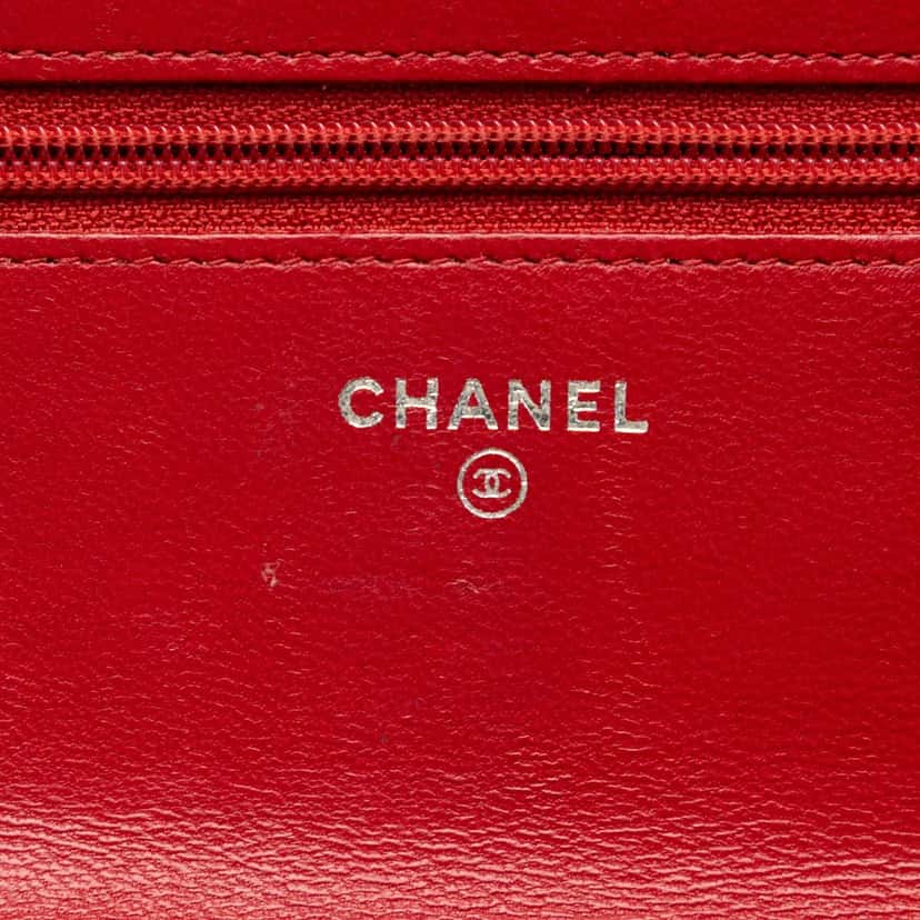 Chanel Quilted Lambskin Boy Wallet On Chain Red Leather Very good condition - Box View