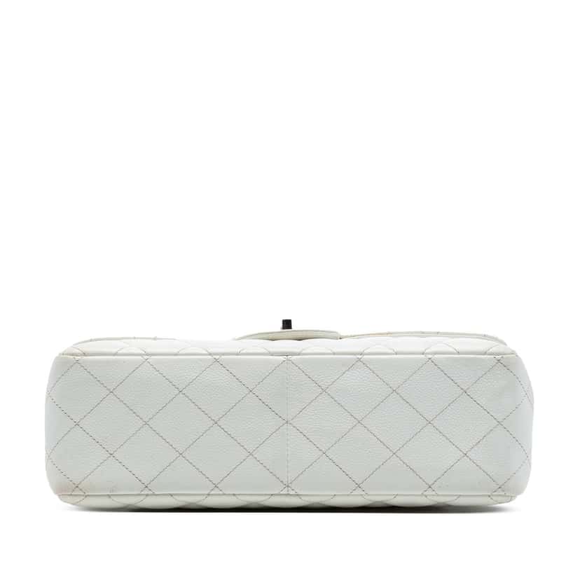 Chanel Jumbo Classic Caviar Double Flap White Leather Very good condition - Inside View