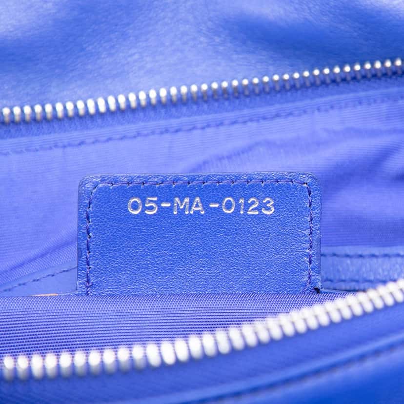 Dior Medium Lambskin Cannage Polochon Granville Satchel Blue Leather Very good condition - Box View