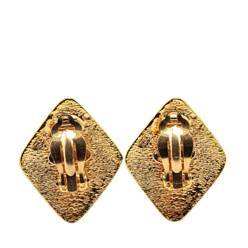 Chanel Gold Plated CC Clip On Earrings Gold Metal Very good condition - Back View