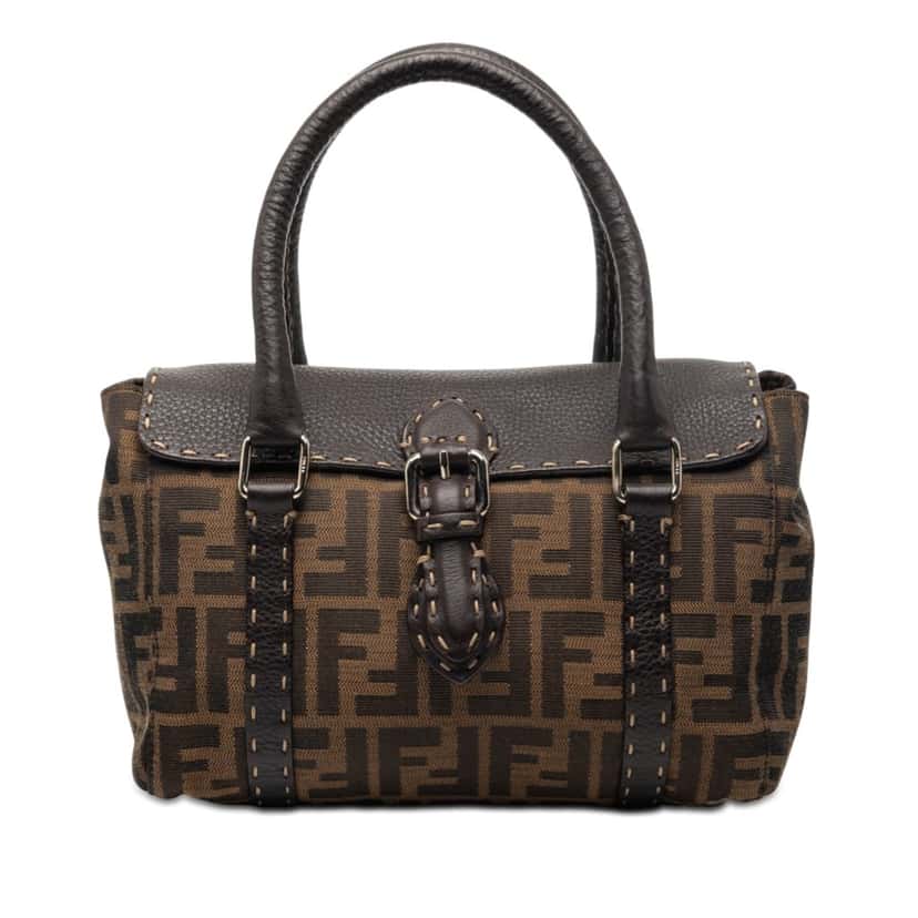 Fendi Mini Zucca Canvas Selleria Linda Brown Very good condition - Front View
