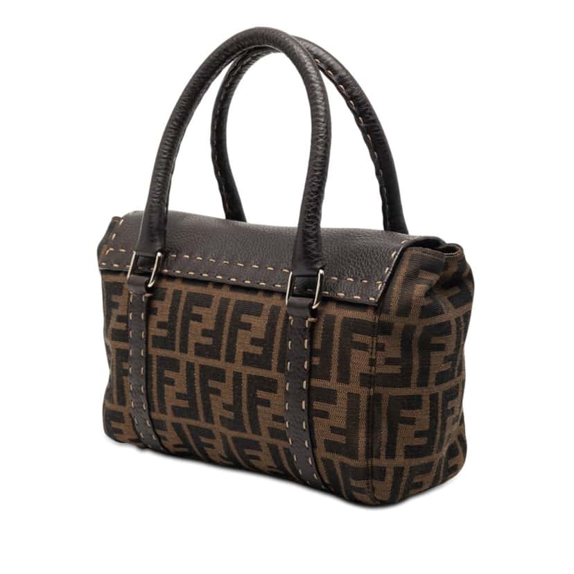 Fendi Mini Zucca Canvas Selleria Linda Brown Very good condition - Back View