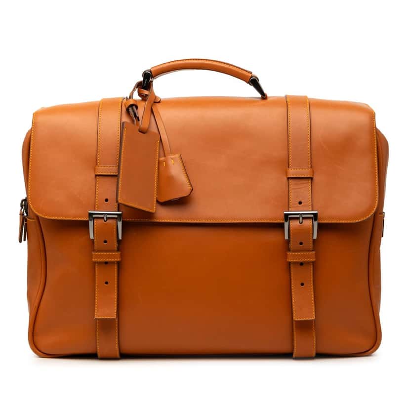 Prada Leather Business Bag Orange Leather Very good condition - Front View