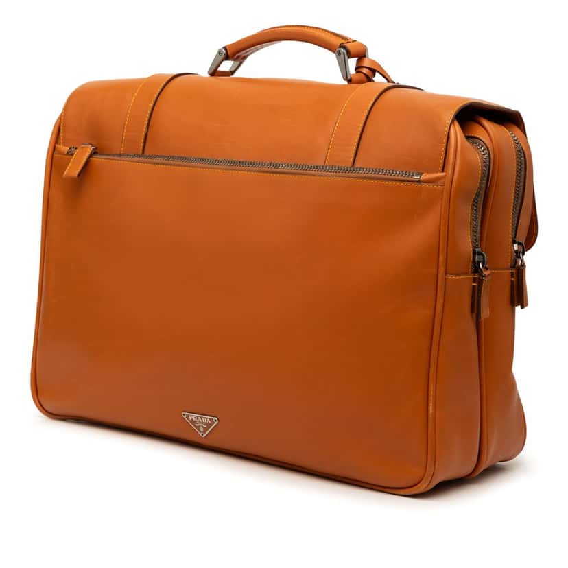 Prada Leather Business Bag Orange Leather Very good condition - Back View