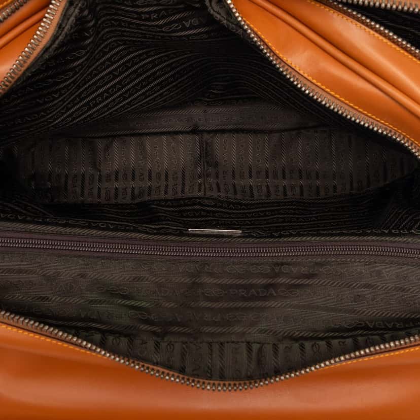 Prada Leather Business Bag Orange Leather Very good condition - Model View