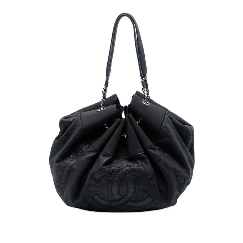 Chanel Lambskin Stretch Spirit Cabas Tote Black Leather Very good condition - Front View