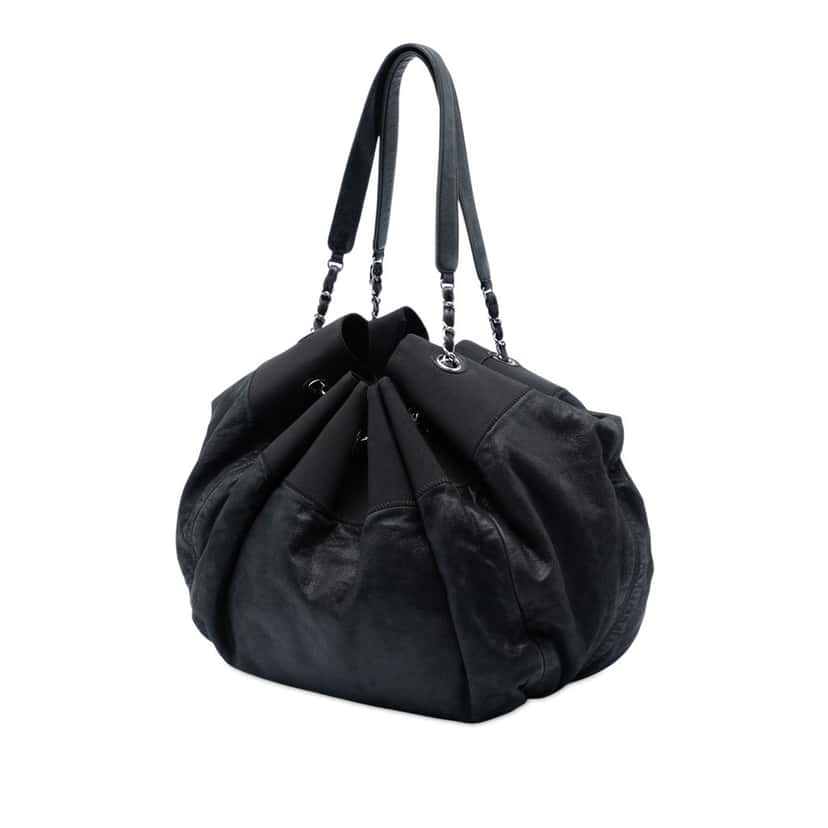 Chanel Lambskin Stretch Spirit Cabas Tote Black Leather Very good condition - Back View