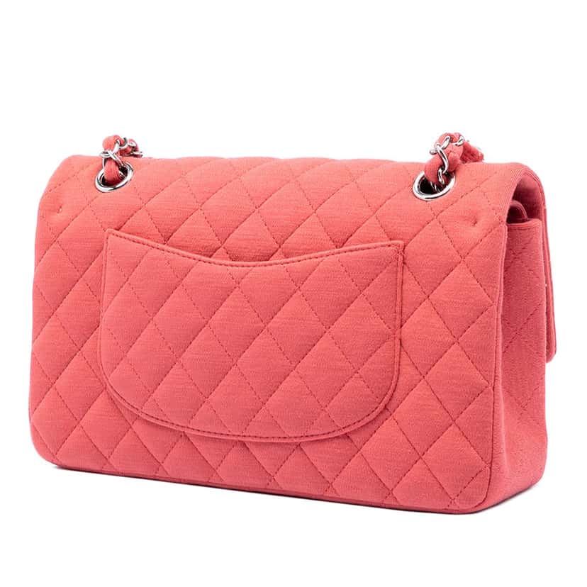 Chanel Medium Classic Jersey Double Flap Pink Very good condition - Back View