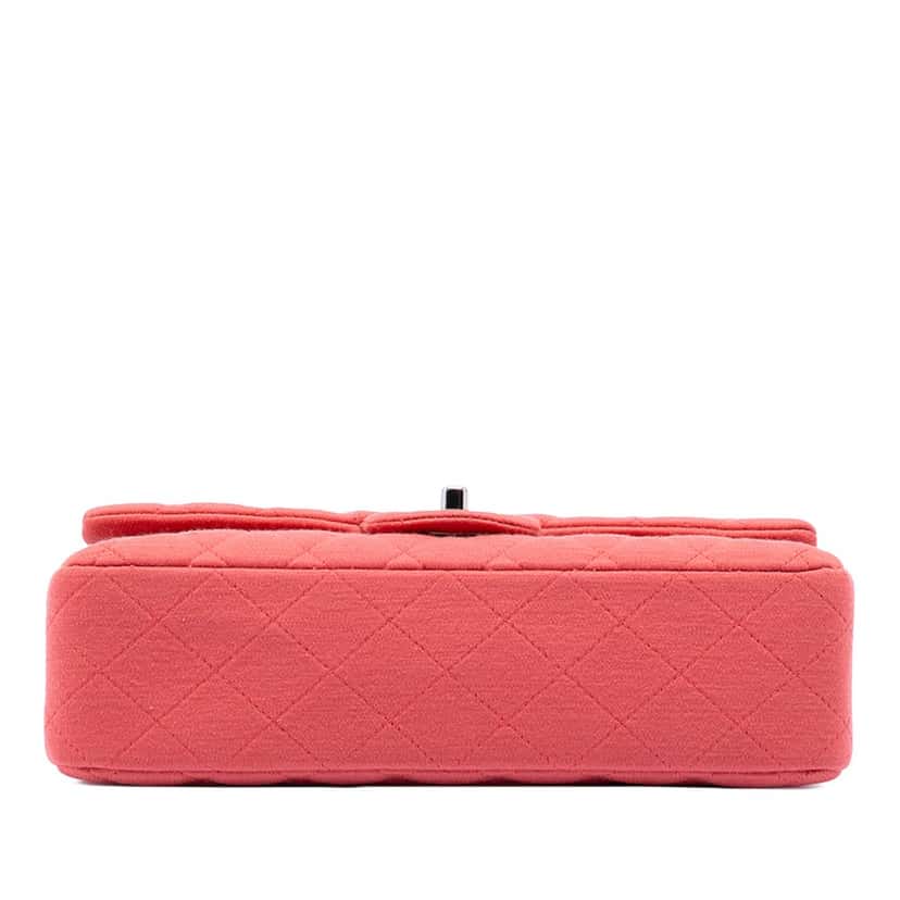 Chanel Medium Classic Jersey Double Flap Pink Very good condition - Inside View