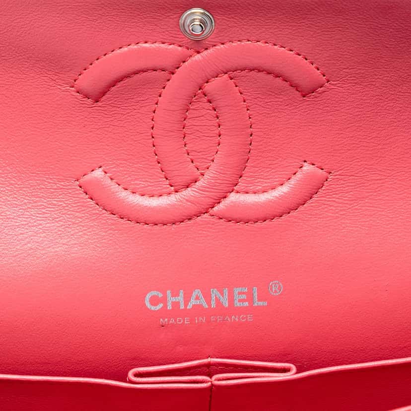 Chanel Medium Classic Jersey Double Flap Pink Very good condition - Box View