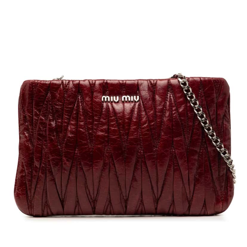 Miu Miu Matelasse Nappa Chain Crossbody Red Leather Very good condition - Front View