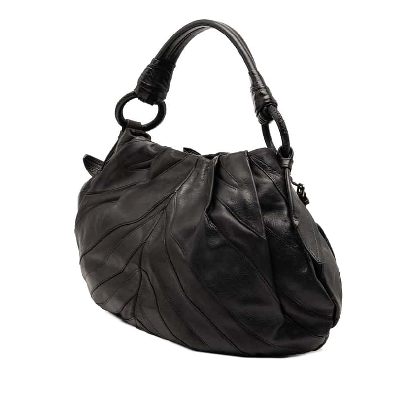 Prada Nappa Mordore Ruffle Hobo Black Leather Very good condition - Back View