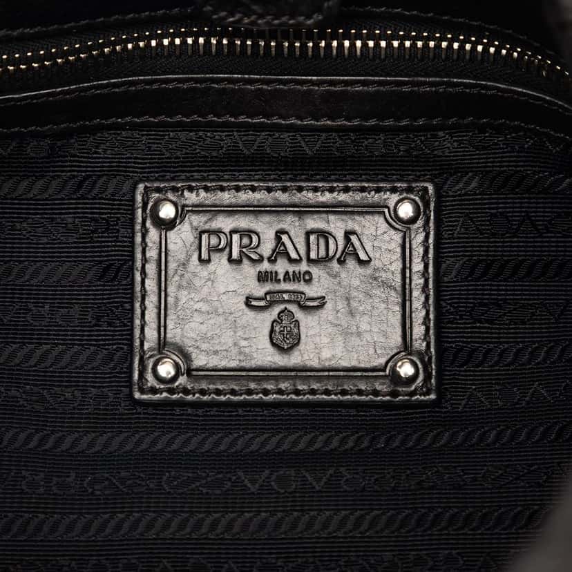 Prada Nappa Mordore Ruffle Hobo Black Leather Very good condition - Box View